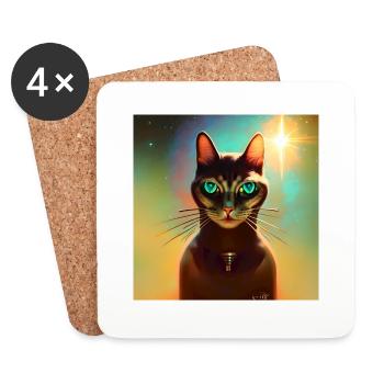 Le chat de l’univers - Dessous de verre (lot de 4) - blanc - Devant
