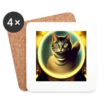 Le chat de l’univers - Dessous de verre (lot de 4) - blanc - Devant