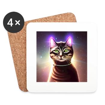 Le chat de l’univers - Dessous de verre (lot de 4) - blanc - Devant