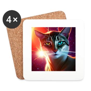 Le chat de l’univers - Dessous de verre (lot de 4) - blanc - Devant