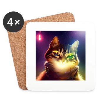 Le chat de l’univers - Dessous de verre (lot de 4) - blanc - Devant
