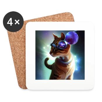 Le chat de l’univers - Dessous de verre (lot de 4) - blanc - Devant