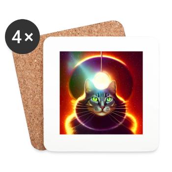 Le chat de l’univers - Dessous de verre (lot de 4) - blanc - Devant