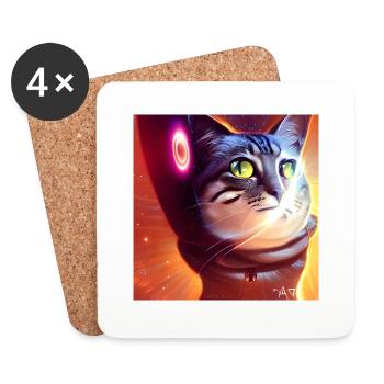 Le chat de l’univers - Dessous de verre (lot de 4) - blanc - Devant