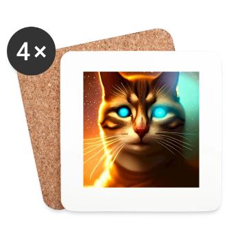 Le chat de l’univers - Dessous de verre (lot de 4) - blanc - Devant