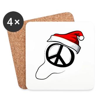 Paix d’hiver Noël Signe de paix 8 - Dessous de verre (lot de 4) - blanc - Devant