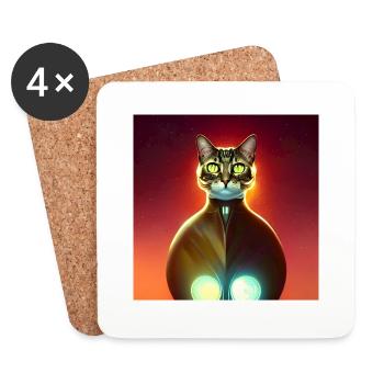 Le chat de l’univers - Dessous de verre (lot de 4) - blanc - Devant
