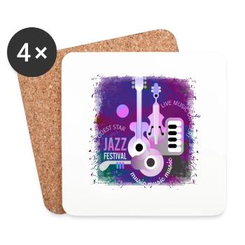 Music retro heavy metal Hard Rock Punk vinyl pop - Coasters (set of 4) - white - Front