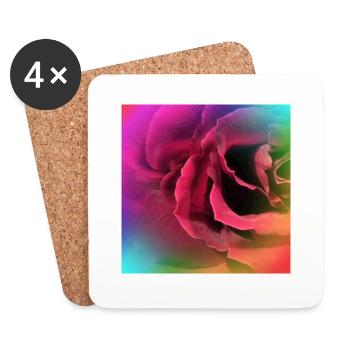 Kreatives mehrfarbiges Foto einer Rose - Untersetzer (4er-Set) - Weiß - Vorne