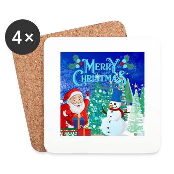 Frohe Weihnachten, Weihnachten - Untersetzer (4er-Set) - Weiß - Vorne