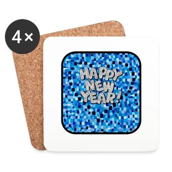 Happy New Year, colorful theme. - Coasters (set of 4) - white - Front
