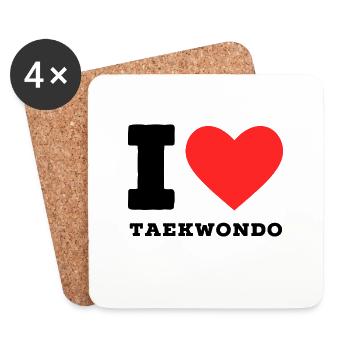 J’adore le taekwondo - Dessous de verre (lot de 4) - blanc - Devant