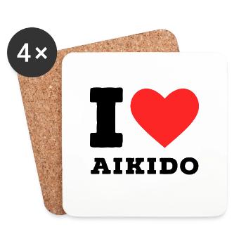 Ich liebe Aikido - Untersetzer (4er-Set) - Weiß - Vorne