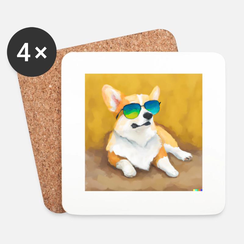 Cool Corgi - Coasters (set of 4) - white