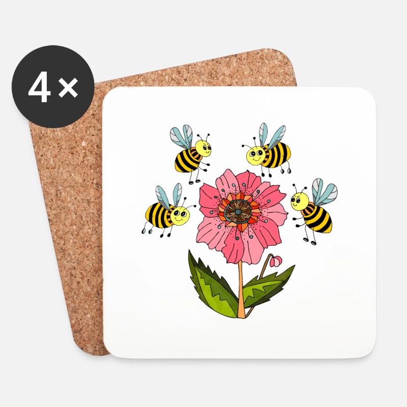 Insekten - Untersetzer (4er-Set) - Weiß