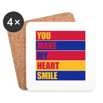 Faire sourire mon cœur - Dessous de verre (lot de 4) - blanc - Devant