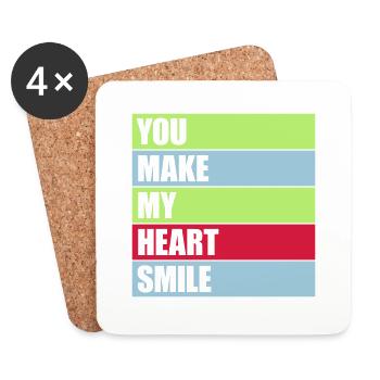 Faire sourire mon cœur - Dessous de verre (lot de 4) - blanc - Devant