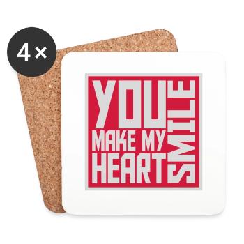Faire sourire mon cœur - Dessous de verre (lot de 4) - blanc - Devant