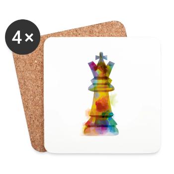 Kunst Schachfigur König - Untersetzer (4er-Set) - Weiß - Vorne
