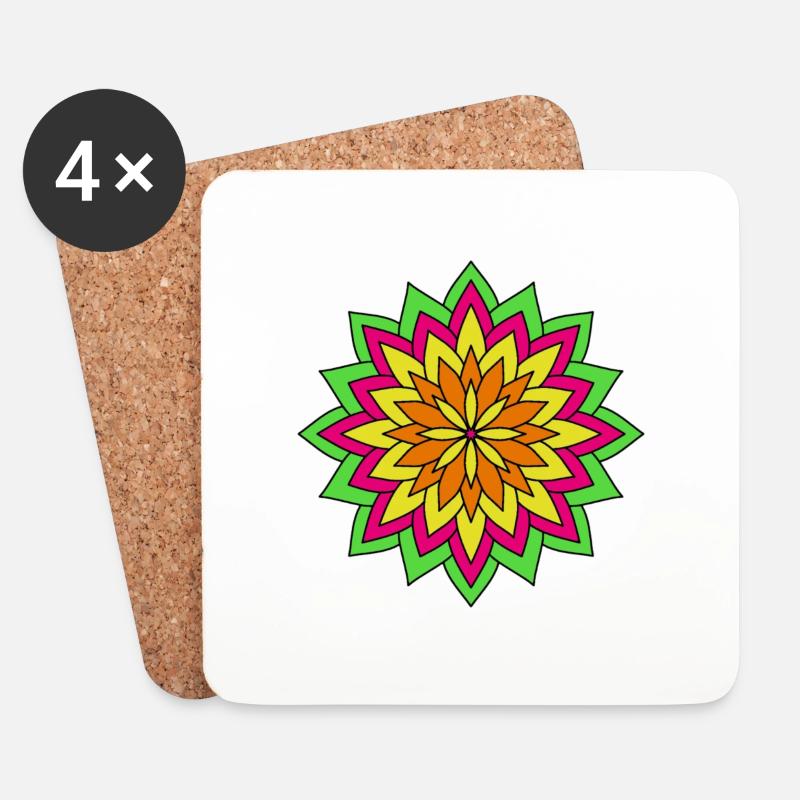 Mandala - Untersetzer (4er-Set) - Weiß