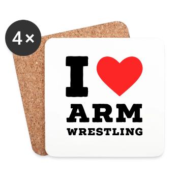 I love arm wrestling - Coasters (set of 4) - white - Front