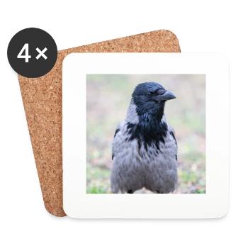 Corneille de Carrion (Aaskrähe, Corvus corone) - Dessous de verre (lot de 4) - blanc - Devant