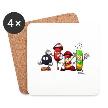 Fireworks Characters - Coasters (set of 4) - white - Front