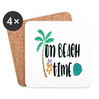 On Beach Time - Coasters (set of 4) - white - Front