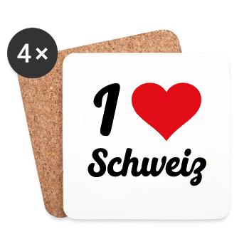 I Love Schweiz - Untersetzer (4er-Set) - Weiß - Vorne