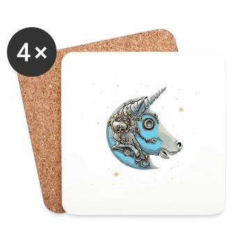 Steampunk Unicorn - Untersetzer (4er-Set) - Weiß - Vorne