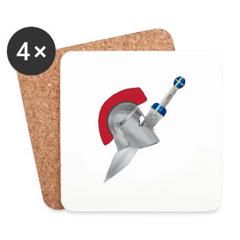 Römischer Gladiator Helm und Schwert - Untersetzer (4er-Set) - Weiß - Vorne