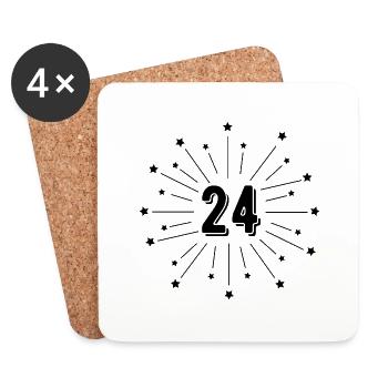 24. Sternjubiläum - Geschenk zum 24-jährigen Jubiläum - Untersetzer (4er-Set) - Weiß - Vorne