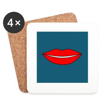 Pop-Art Lippen Lippenstift Poster bunt Geschenk - Untersetzer (4er-Set) - Weiß - Vorne