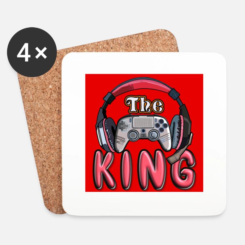 The King - Kontroller mit Höhrer und Spruch - Untersetzer (4er-Set) - Weiß