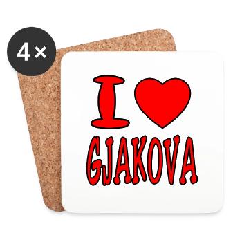 Gjakova, Kosova, Prishtina, Kosova, Shiptar - Untersetzer (4er-Set) - Weiß - Vorne