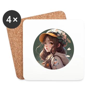 Fille scoute - Dessous de verre (lot de 4) - blanc - Devant