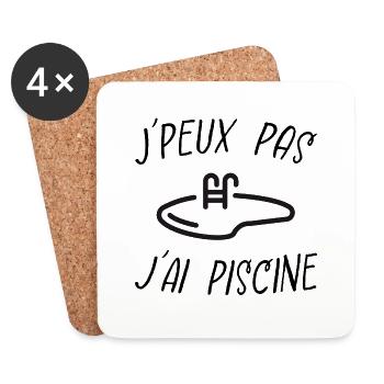 j'peux pas j'ai piscine - Dessous de verre (lot de 4) - blanc - Devant