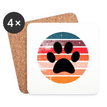 Retro Dog Paw Dog Friend Dog Man Gift - Coasters (set of 4) - white - Front