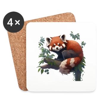 Panda roux Petit panda panda roux - Dessous de verre (lot de 4) - blanc - Devant