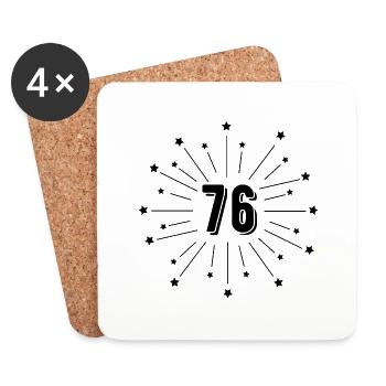 76. Sternjubiläum - Geschenk 76 Jahre - Untersetzer (4er-Set) - Weiß - Vorne