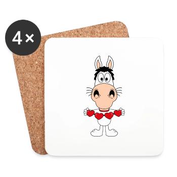 PFERD - PONY - HERZEN - LIEBE - TIER - VERLIEBT - Untersetzer (4er-Set) - Weiß - Vorne