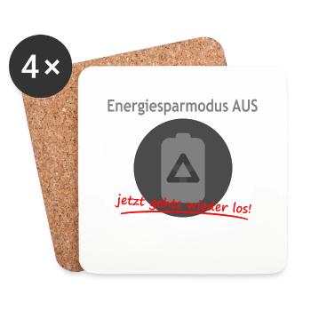 Energiesparmodus aus - jetzt gehts wieder los 2023 - Untersetzer (4er-Set) - Weiß - Vorne