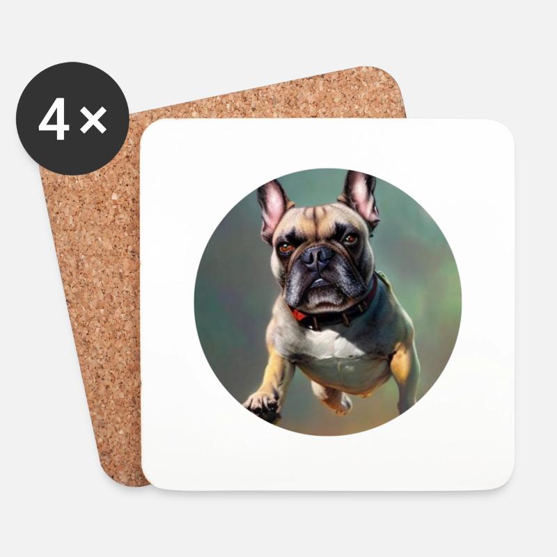 Fliegender Hund - Untersetzer (4er-Set) - Weiß