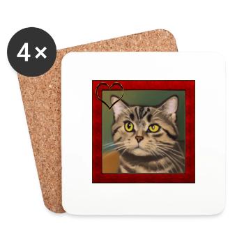 Katzenportrait 3 - Untersetzer (4er-Set) - Weiß - Vorne