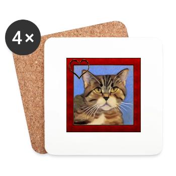 Katzenportrait 4 - Untersetzer (4er-Set) - Weiß - Vorne