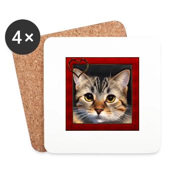 Katze im Rahmen 1 - Untersetzer (4er-Set) - Weiß - Vorne