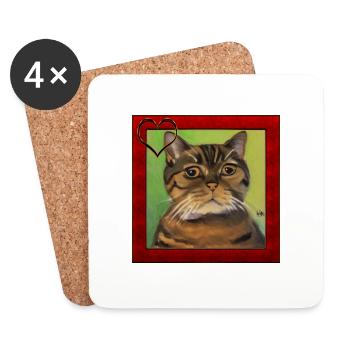 Katzenportrait 5 - Untersetzer (4er-Set) - Weiß - Vorne