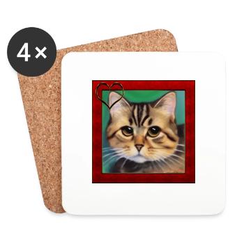 Katzenportrait 6 - Untersetzer (4er-Set) - Weiß - Vorne