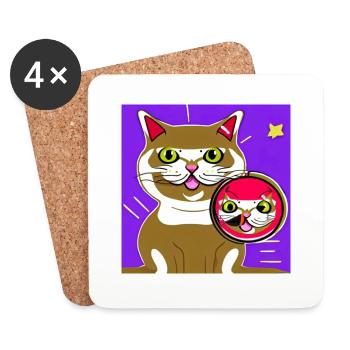 Verrückte katze - Untersetzer (4er-Set) - Weiß - Vorne