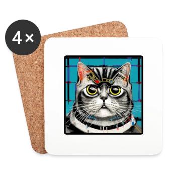 CooleKatze 4 - Untersetzer (4er-Set) - Weiß - Vorne